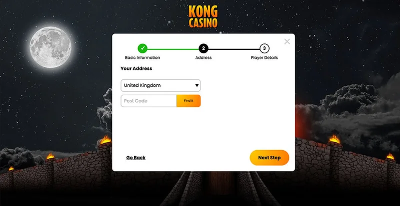 Kong Casino login interface showing multiple authentication options